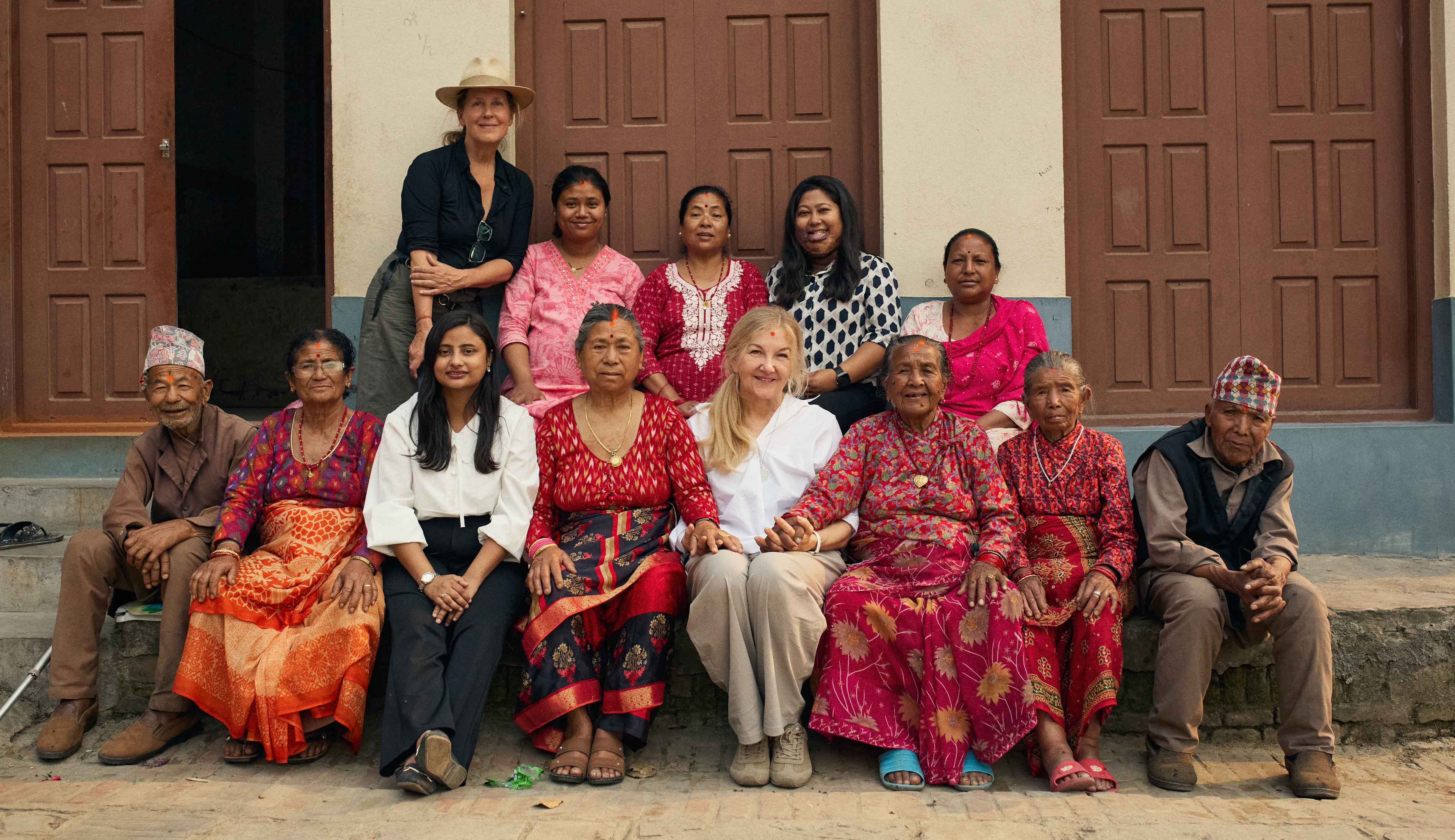 Katarina Emma Schapiro with community members in Nepal